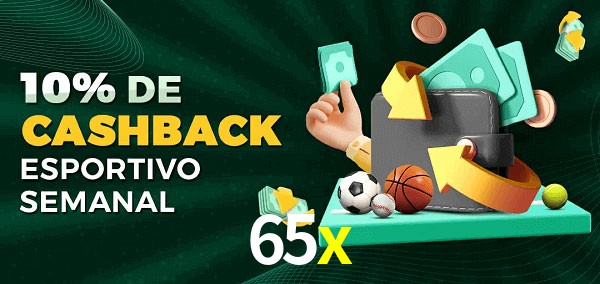 10% de bônus de cashback na 65x